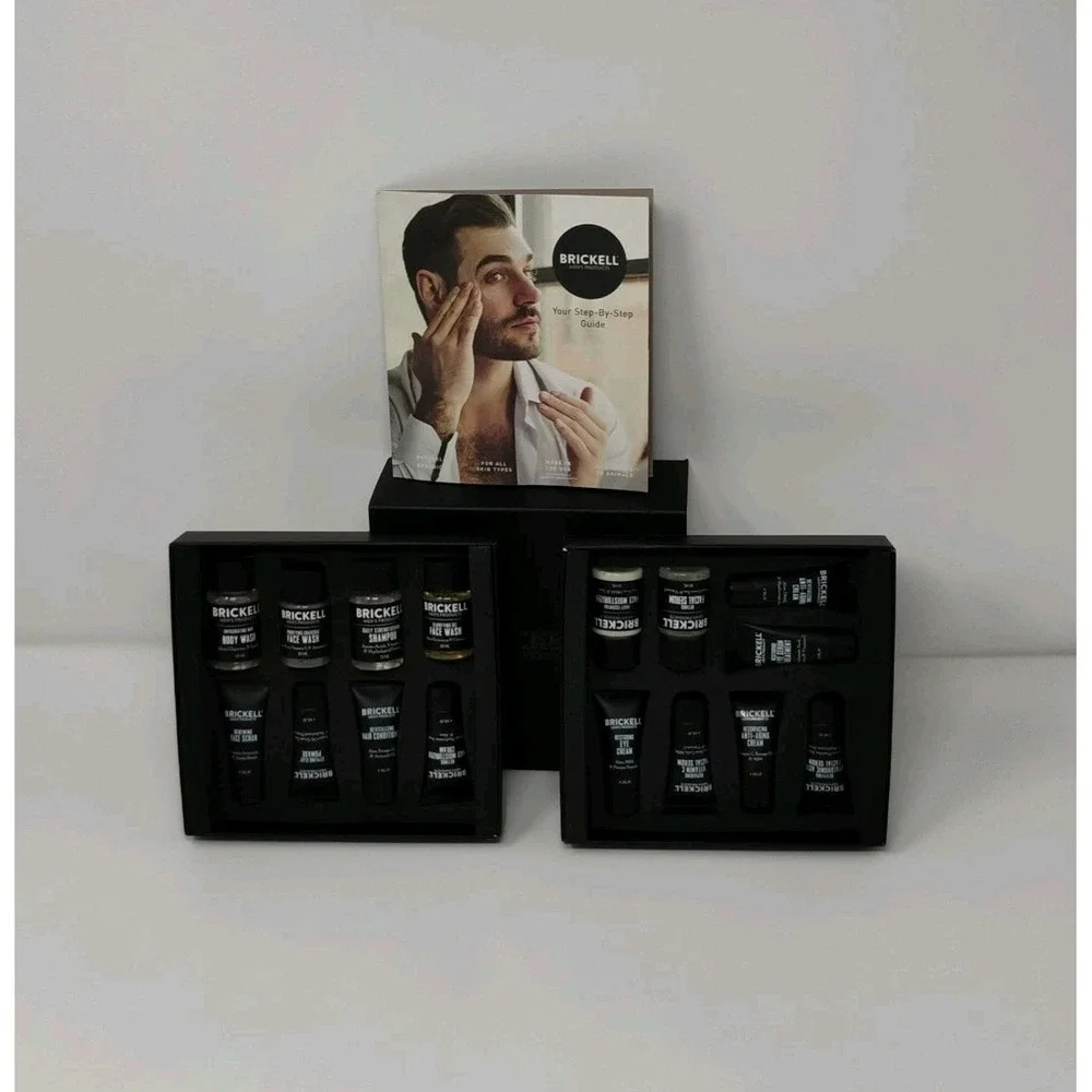 Brickell 16-Pc Sample Kit Men Travel Size Hair Skincare Anti-Aging SEALED Items